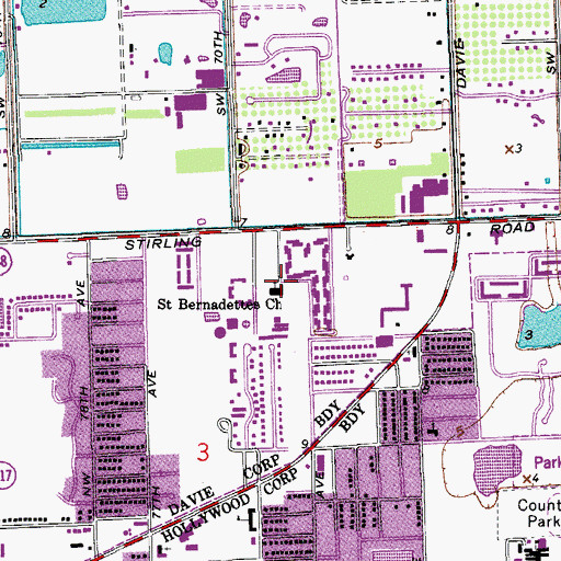 Topographic Map of Saint Bernadette School, FL