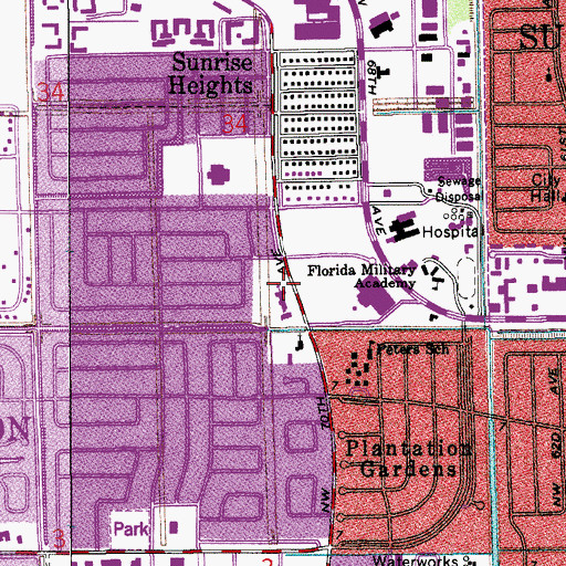 Topographic Map of Plantation Methodist Preschool, FL