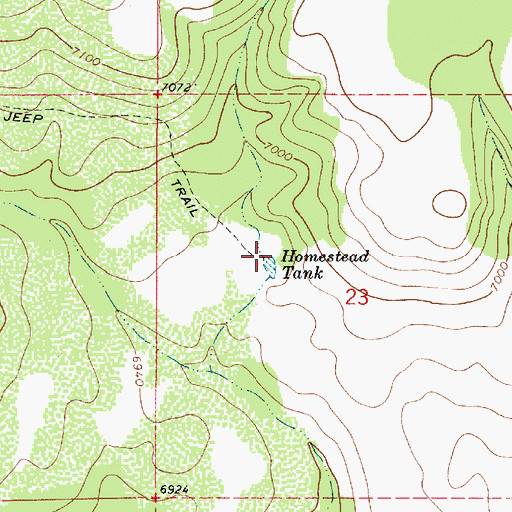 Topographic Map of Homestead Tank, AZ