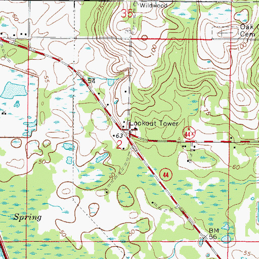 Topographic Map of United States Forestry Lookout Wildwood Tower, FL