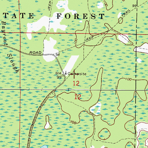 Topographic Map of East Tower Camp, FL