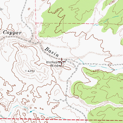 Topographic Map of Homestead Windmill, AZ