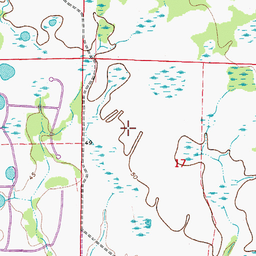 Topographic Map of Ox Bow Ranch, FL