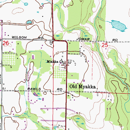 Topographic Map of Myakka Cemetery, FL