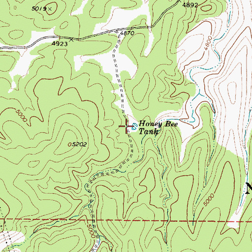 Topographic Map of Honey Bee Tank, AZ