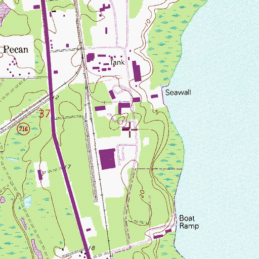 Topographic Map of Pecan, FL