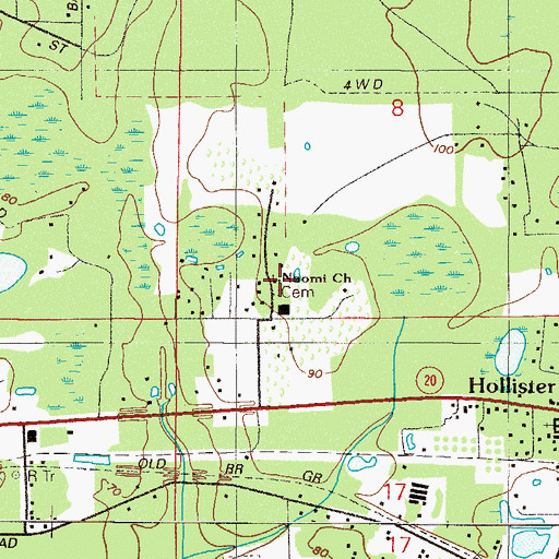 Topographic Map of Naomi Church, FL