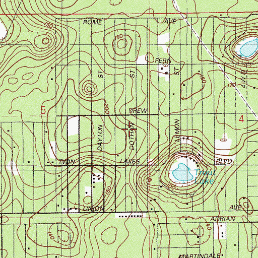 Topographic Map of Cooper L Hills Estates, FL