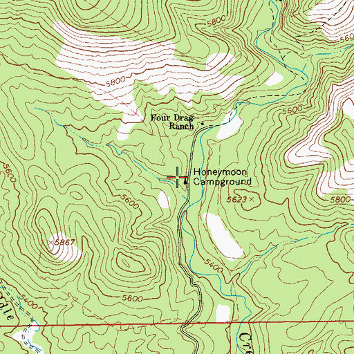 Topographic Map of Honeymoon Campground, AZ