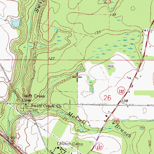 Topographic Map of Smith Creek Church, FL