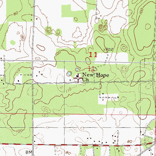 Topographic Map of New Hope Cemetery, FL