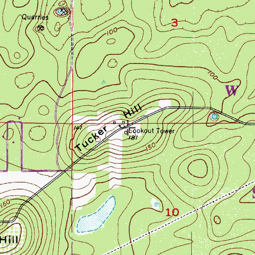 Topographic Map of Tucker Hill Forestry Site, FL