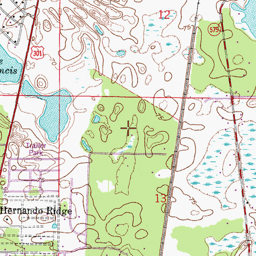 Topographic Map of Alderman, FL
