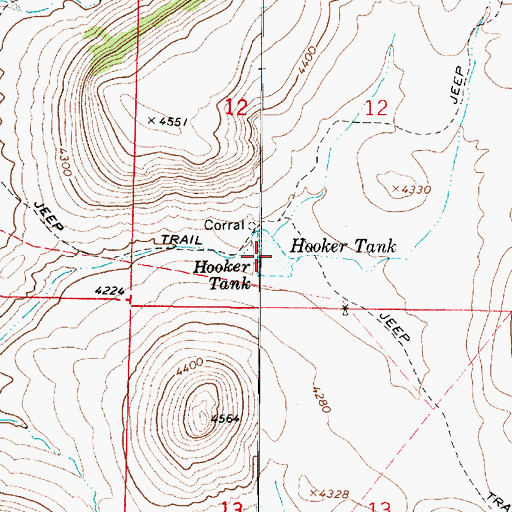 Topographic Map of Hooker Tank, AZ