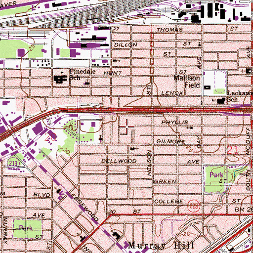 Topographic Map of Murray Hill, FL