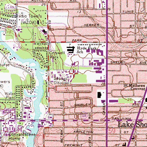 Topographic Map of Biltmore, FL
