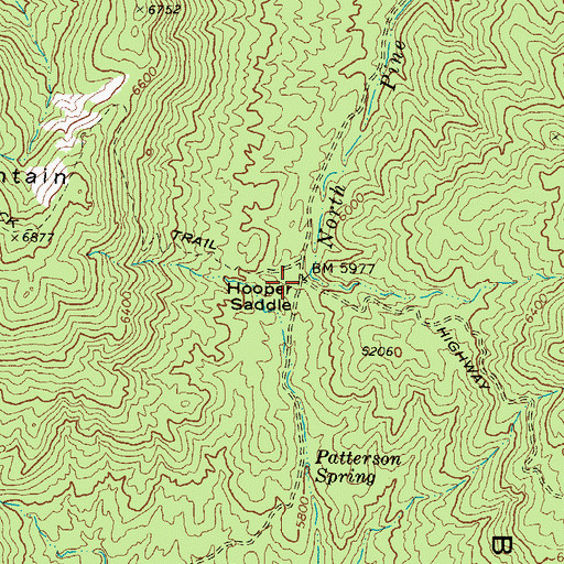 Topographic Map of Hooper Saddle, AZ