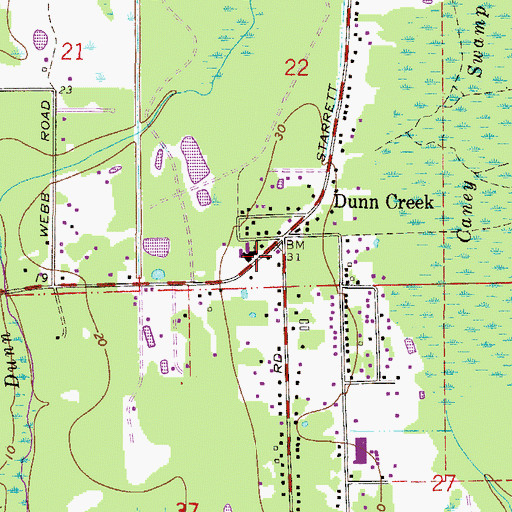 Topographic Map of Dunns Creek Church, FL