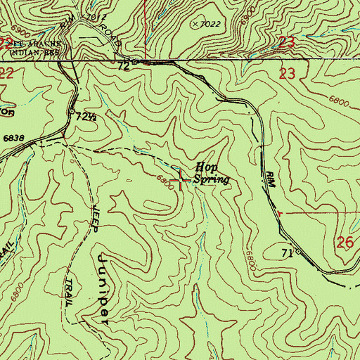 Topographic Map of Hop Spring, AZ