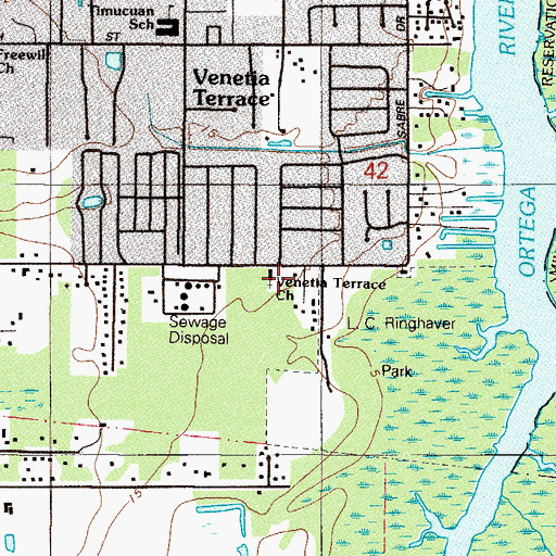 Topographic Map of Venetia Terrace Church, FL