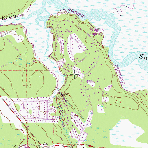 Topographic Map of Wrights Landing, FL