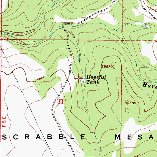 Topographic Map of Hopeful Tank, AZ