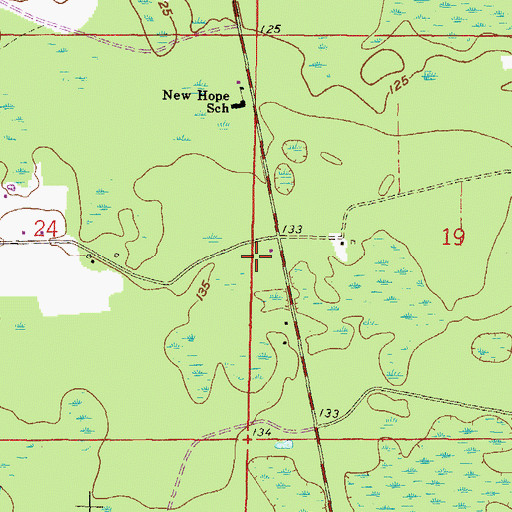 Topographic Map of New Hope Church, FL