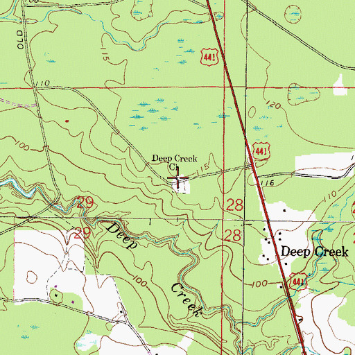 Topographic Map of Deep Creek Adventist Church, FL