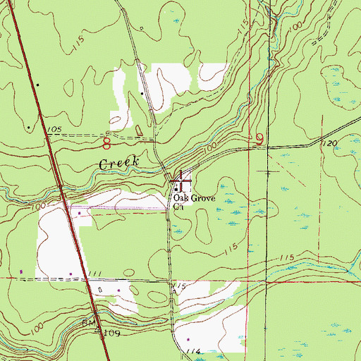 Topographic Map of Oak Grove Church, FL