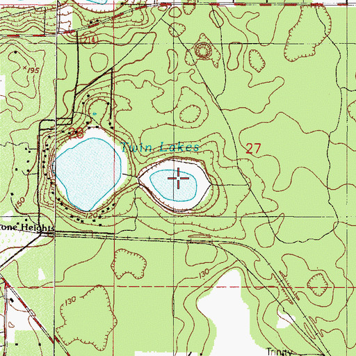 Topographic Map of Twin Lakes, FL