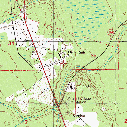 Topographic Map of Little Ruth Church, FL