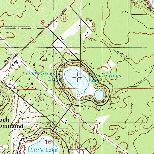 Topographic Map of Deer Springs Lake, FL