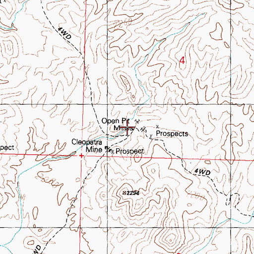 Topographic Map of Cleopatra Mine, AZ