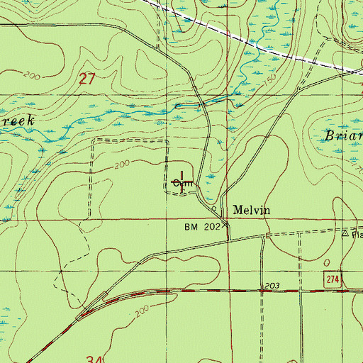 Topographic Map of Camps Head Cemetery, FL
