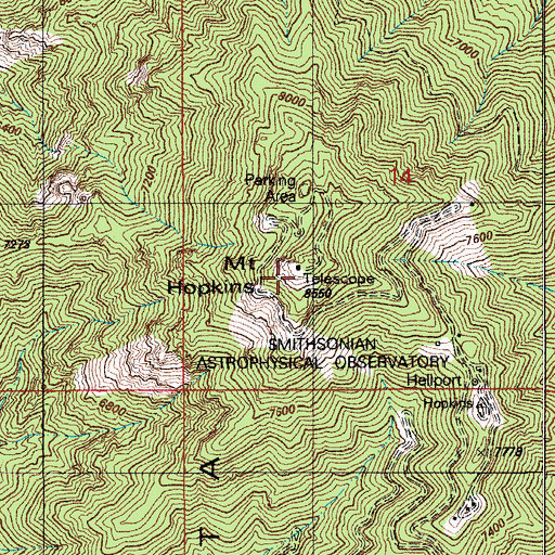 Topographic Map of Mount Hopkins, AZ
