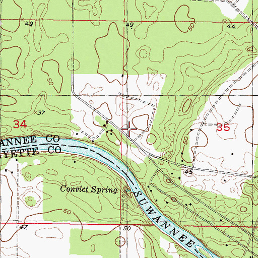 Topographic Map of Grant Cemetery, FL