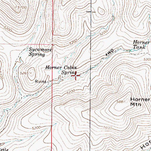 Topographic Map of Horner Cabin Spring, AZ