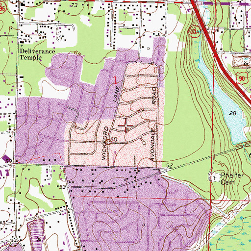Topographic Map of Avondale, FL