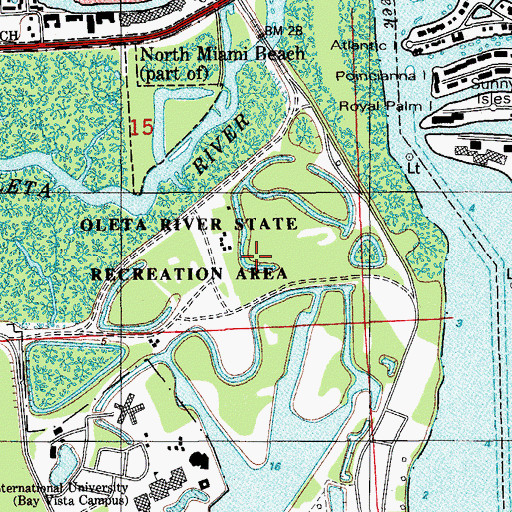 Topographic Map of Interama, FL