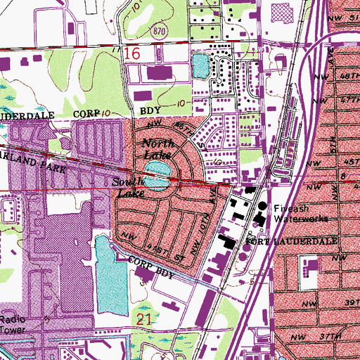 Topographic Map of Twin Lakes, FL
