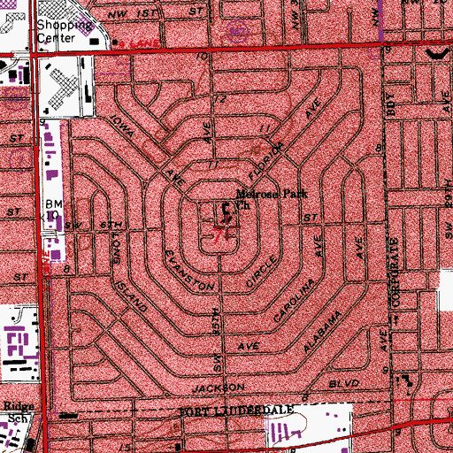 Topographic Map of Melrose Park, FL