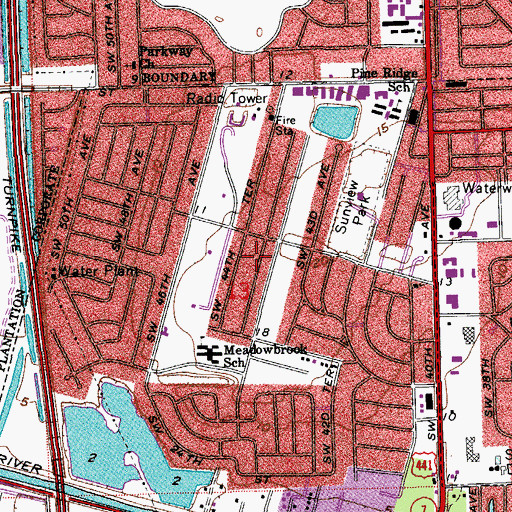 Topographic Map of Broadview Park, FL