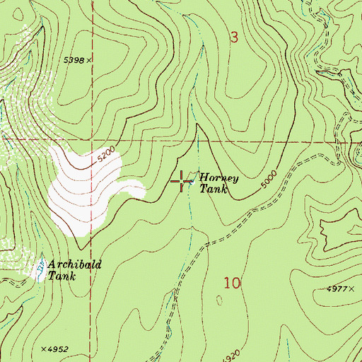 Topographic Map of Horney Tank, AZ