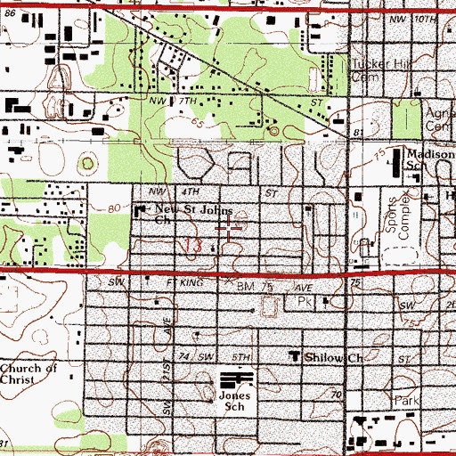 Topographic Map of First Church of the Nazarene (historical), FL