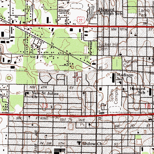 Topographic Map of Grace Episcopal Church, FL