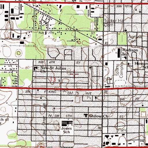 Topographic Map of Santa Theresas Roman Catholic Church, FL
