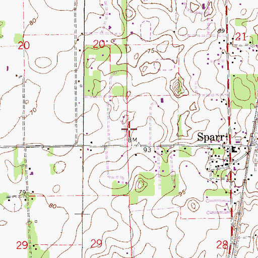 Topographic Map of Sparr Baptist Church, FL