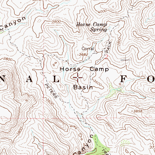 Topographic Map of Horse Camp Basin, AZ