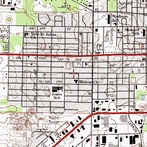 Topographic Map of Bethel Baptist Church, FL