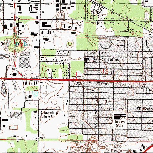 Topographic Map of Forest Assembly of God Church (historical), FL
